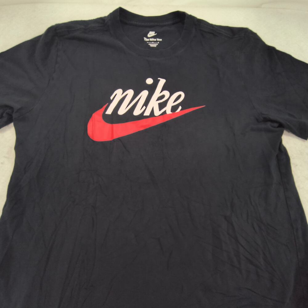Nike Tee Casual Short Sleeve Crew Neck Shirt Mens Size Large L Black White Red